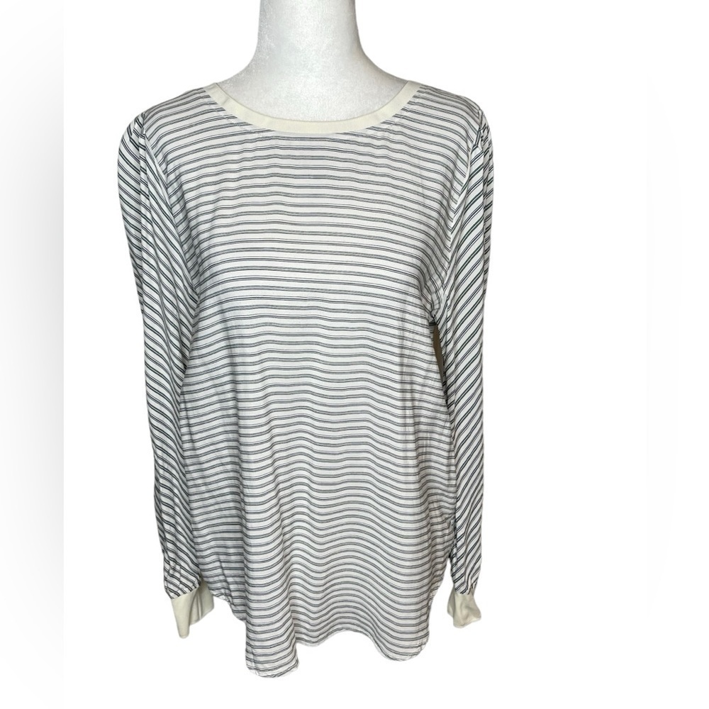 LOFT Striped Long Sleeve Blue & White Crew Neck Women’s Blouse size Medium